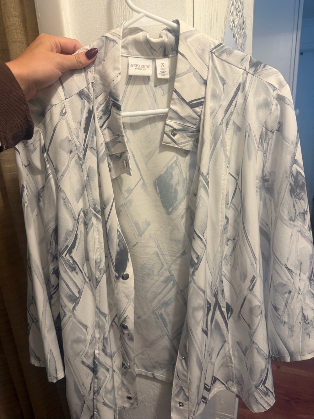Chicos Light Gray Printed Women's Jacket